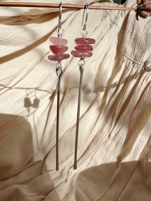 Strawberry Quartz Sway Drop Earrings