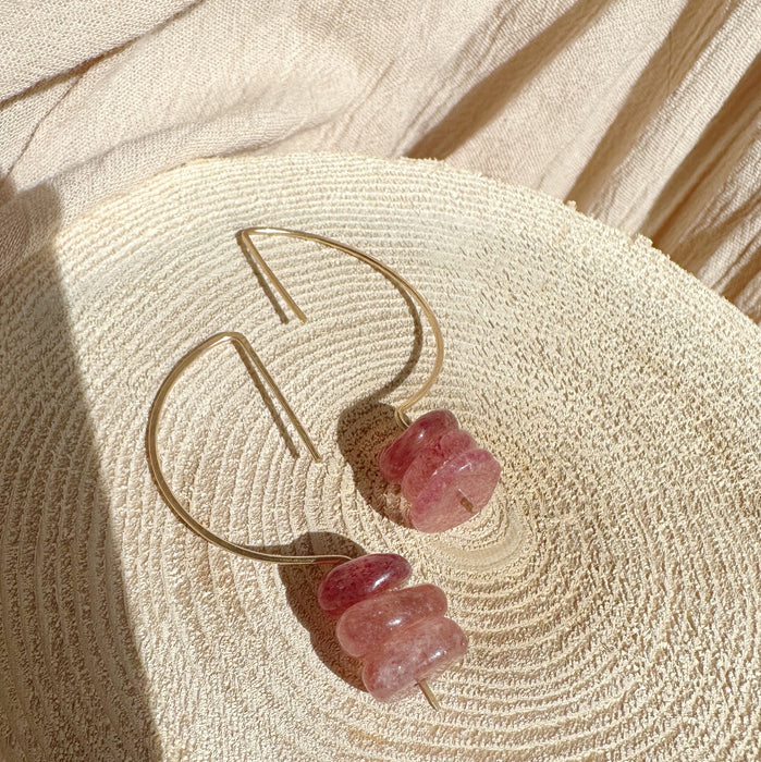 Strawberry Quartz Eclipse Earrings