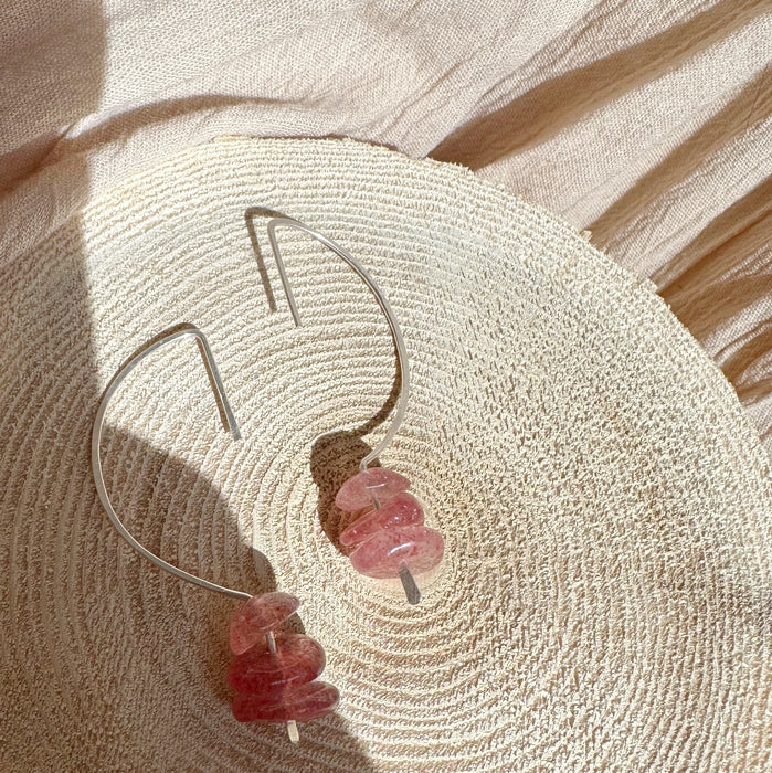 Strawberry Quartz Eclipse Earrings